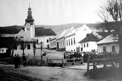 Centrum obce Štós v tridsiatych rokoch 20. storočia