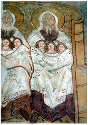 Detail fresky z kostola evanjelickej reformovanej cirkvi v Svinici